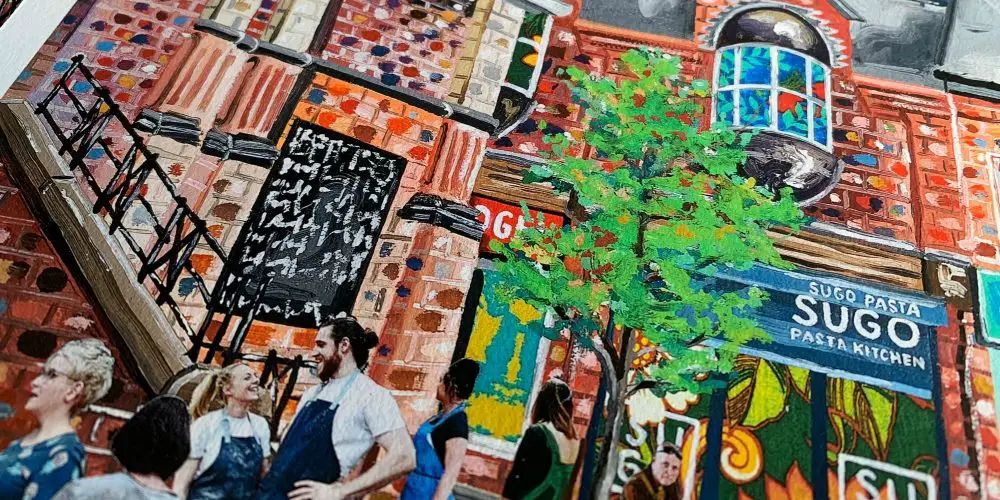 Buy an exclusive Limited Edition print of Altrincham Market and the Market Quarter