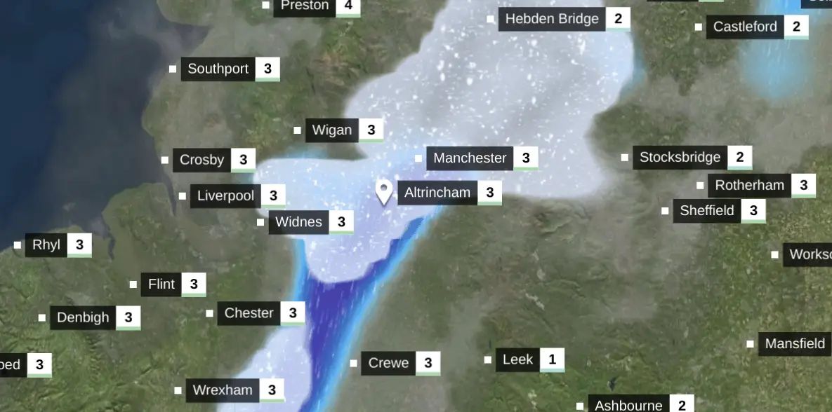 Snow forecast to return to Altrincham on Tuesday