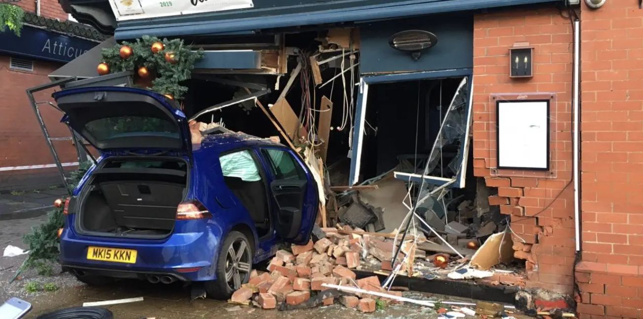 Four arrested after car ploughs into Italian restaurant in Hale after police chase