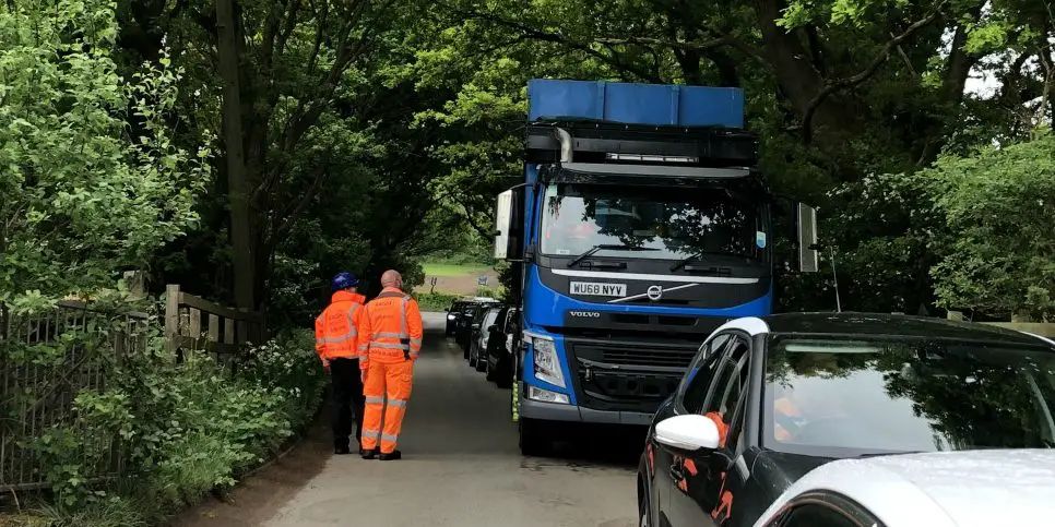 Over 40 cars in queue as Altrincham tip reopens – but some drivers are turned away for flouting new rules