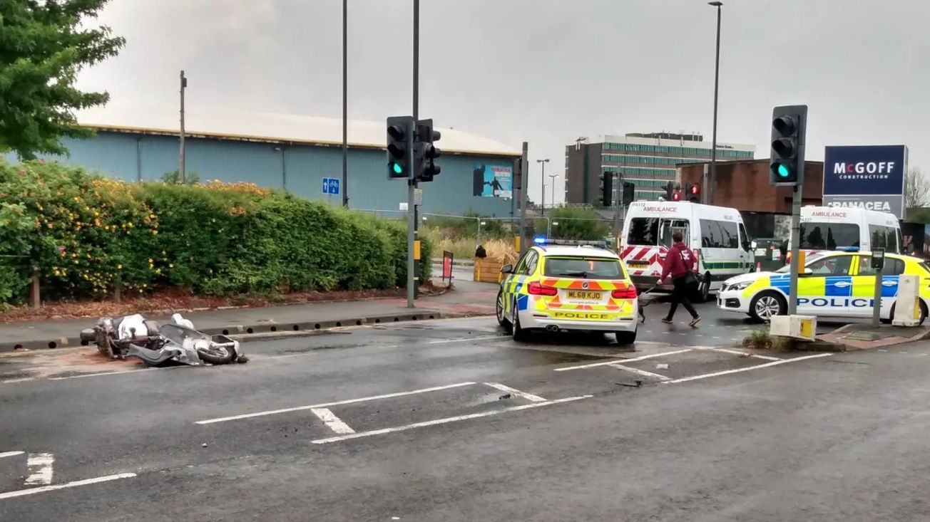 Motorcyclist, 18, arrested after collision with ambulance in Altrincham
