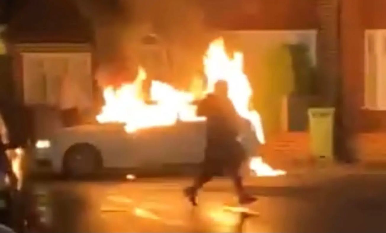 Video: Car destroyed by fire on residential Timperley street