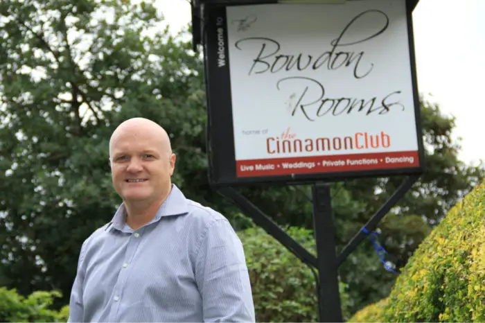 Neil Hughes outside his ever-popular Bowdon music venue