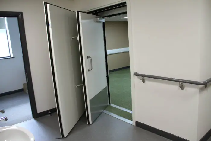 The double door to a room in the audiology department