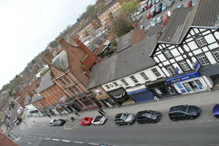 A view up Railway Street and The Downs from the roof