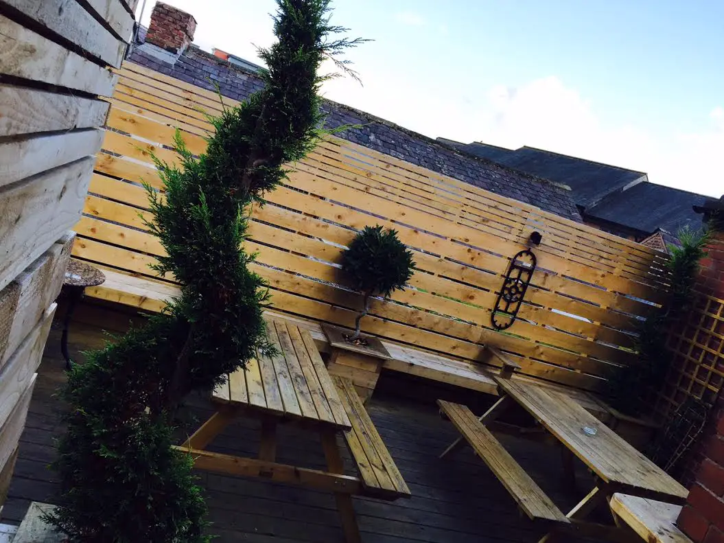 The roof terrace overlooking Goose Green