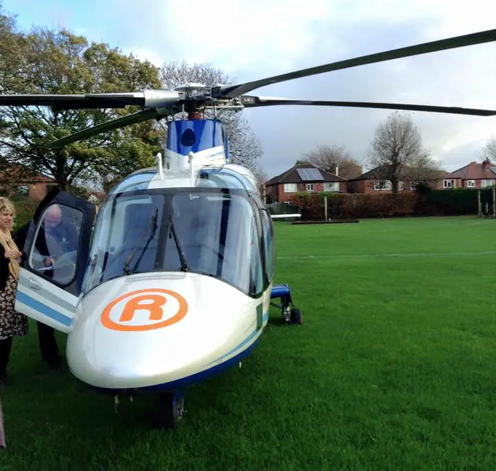 The helicopter on the Willows Primary School fields this morning