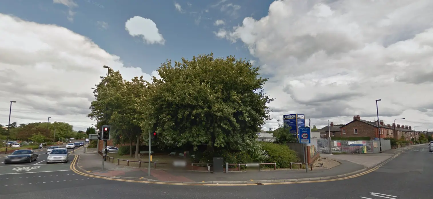 The memorial garden on the corner of Moss Lane and Oakfield Road, the site of the bombing