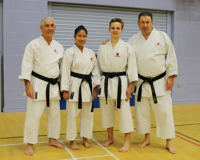 Kay Prachunla and Alex Cockx with Sensei Andy Sherry and Martin Cockx