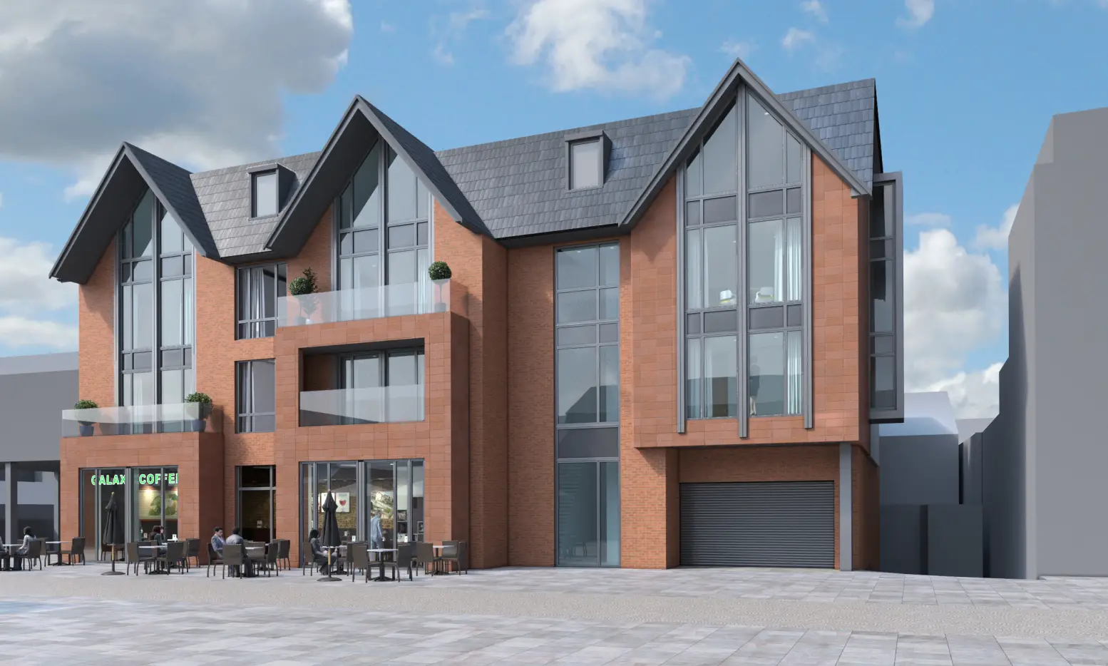 A full view of the Central Way side of the scheme