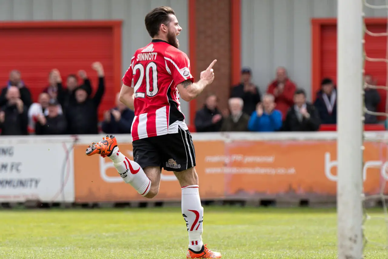 Jordan Sinnott celebrates after scoring against Welling