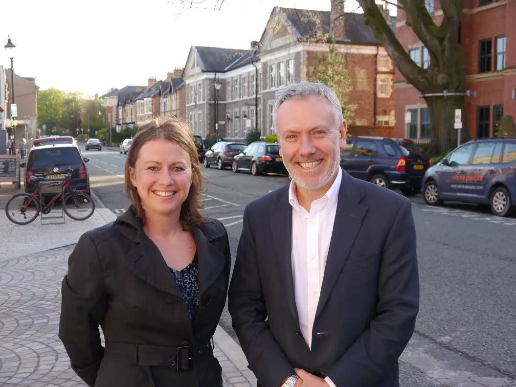 Katie Bland with Martin Duff, Chair of the interim Altrincham BID Board and owner of Randalls Jewellery 