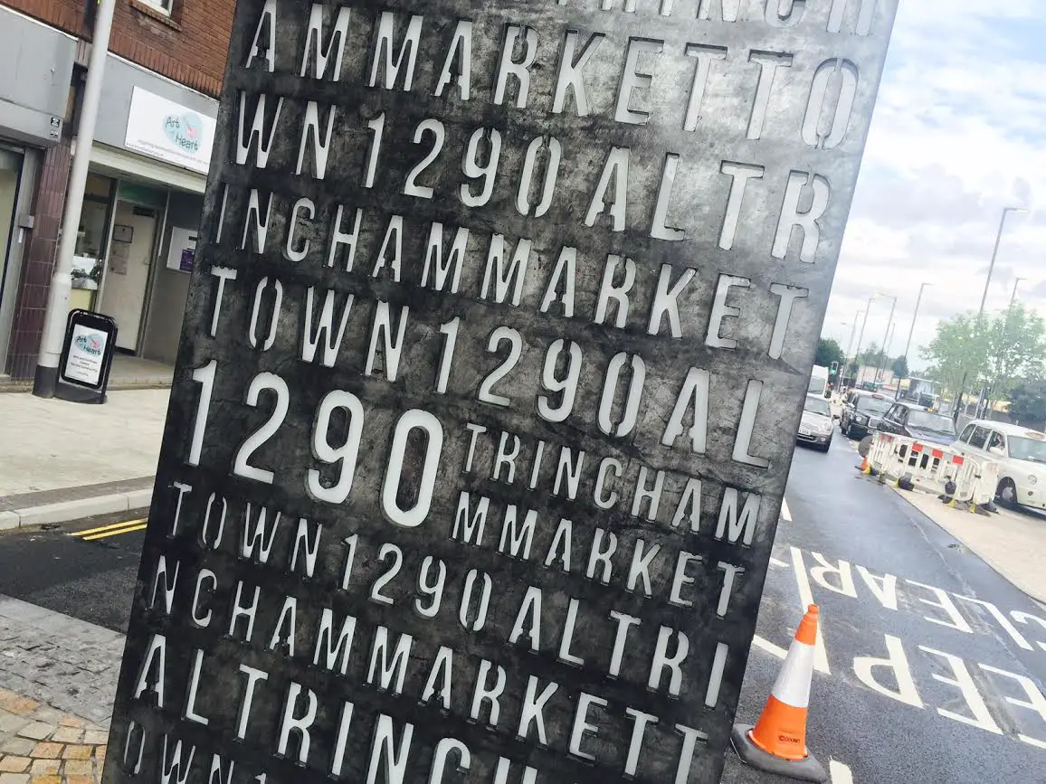 A close-up of the new lacquered steel totem