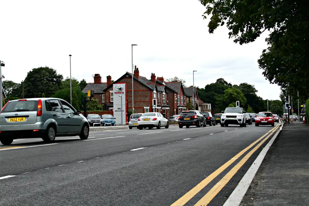 Traffic running freely at the newly de-coned section of road