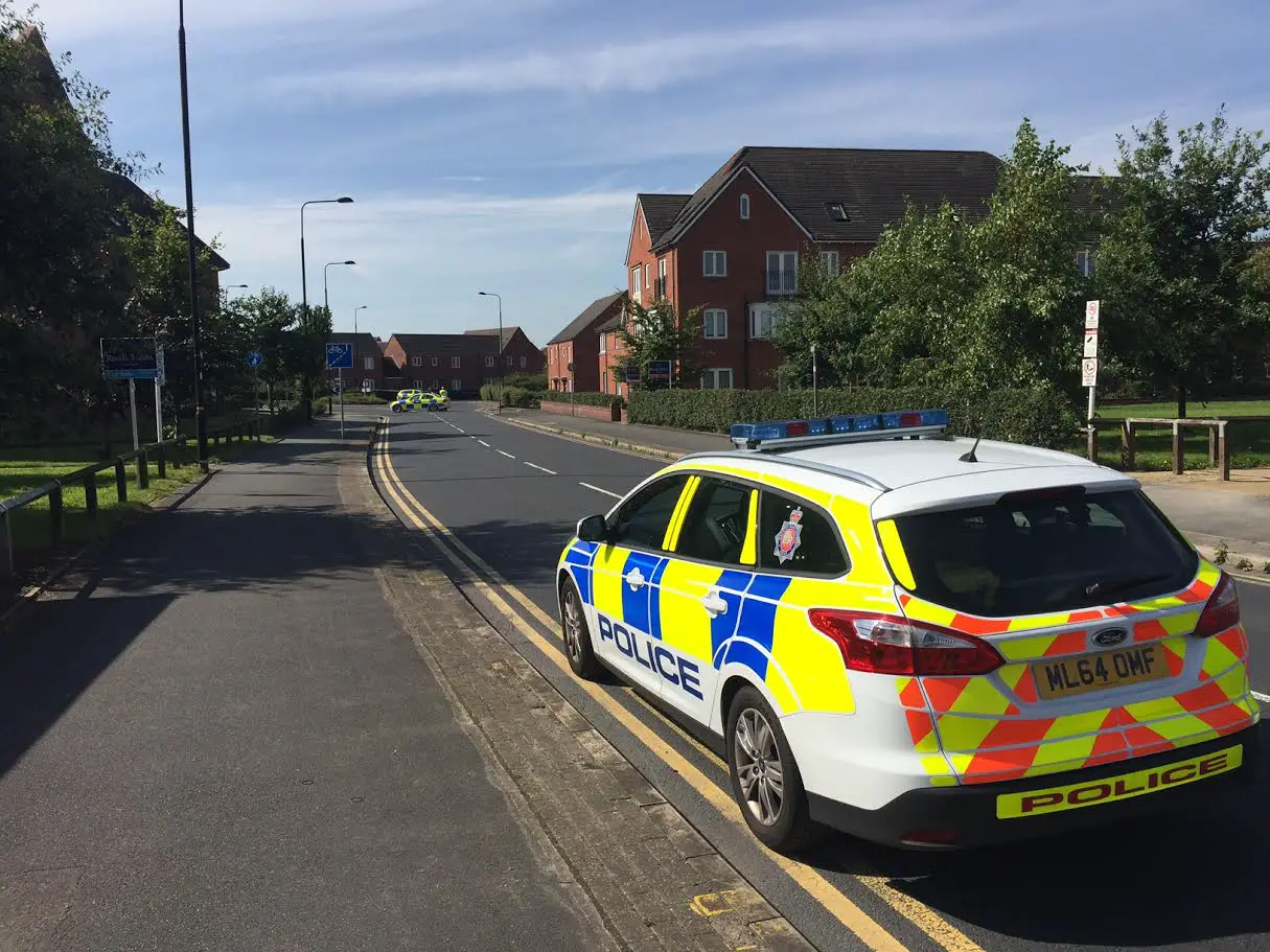A police car close to the scene
