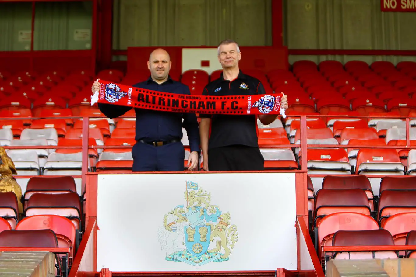 Neil Young with chairman Grahame Rowley on the day he was unveiled as manager
