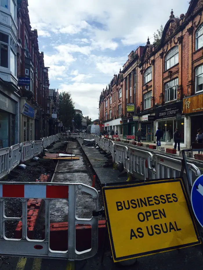 Some of the roadworks on Stamford New Road