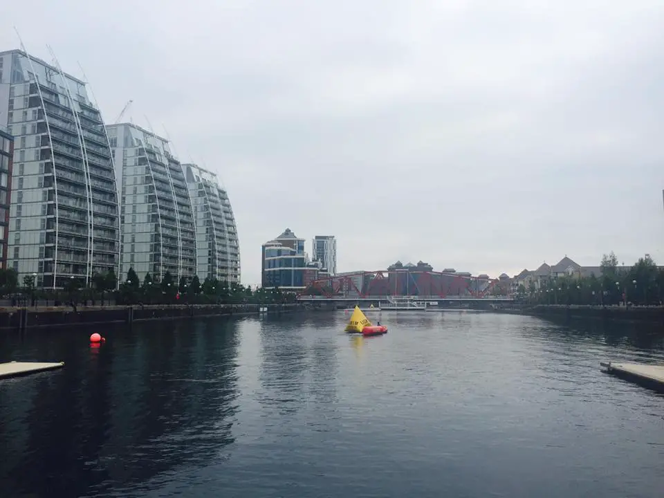 Jack and mum Carolyn completed their swim at Salford Docks