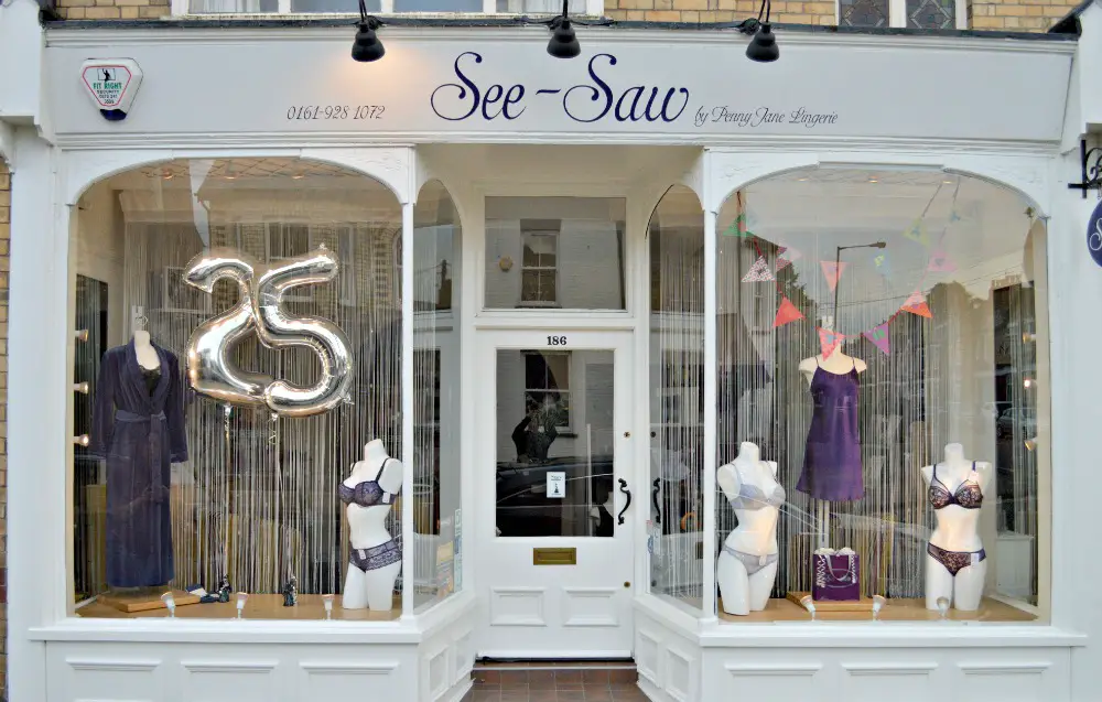 The 25th-birthday balloons are up at See-Saw Lingerie this week