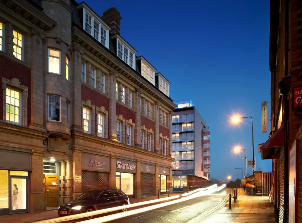 A new view of the apartments, as seen from Moss Lane