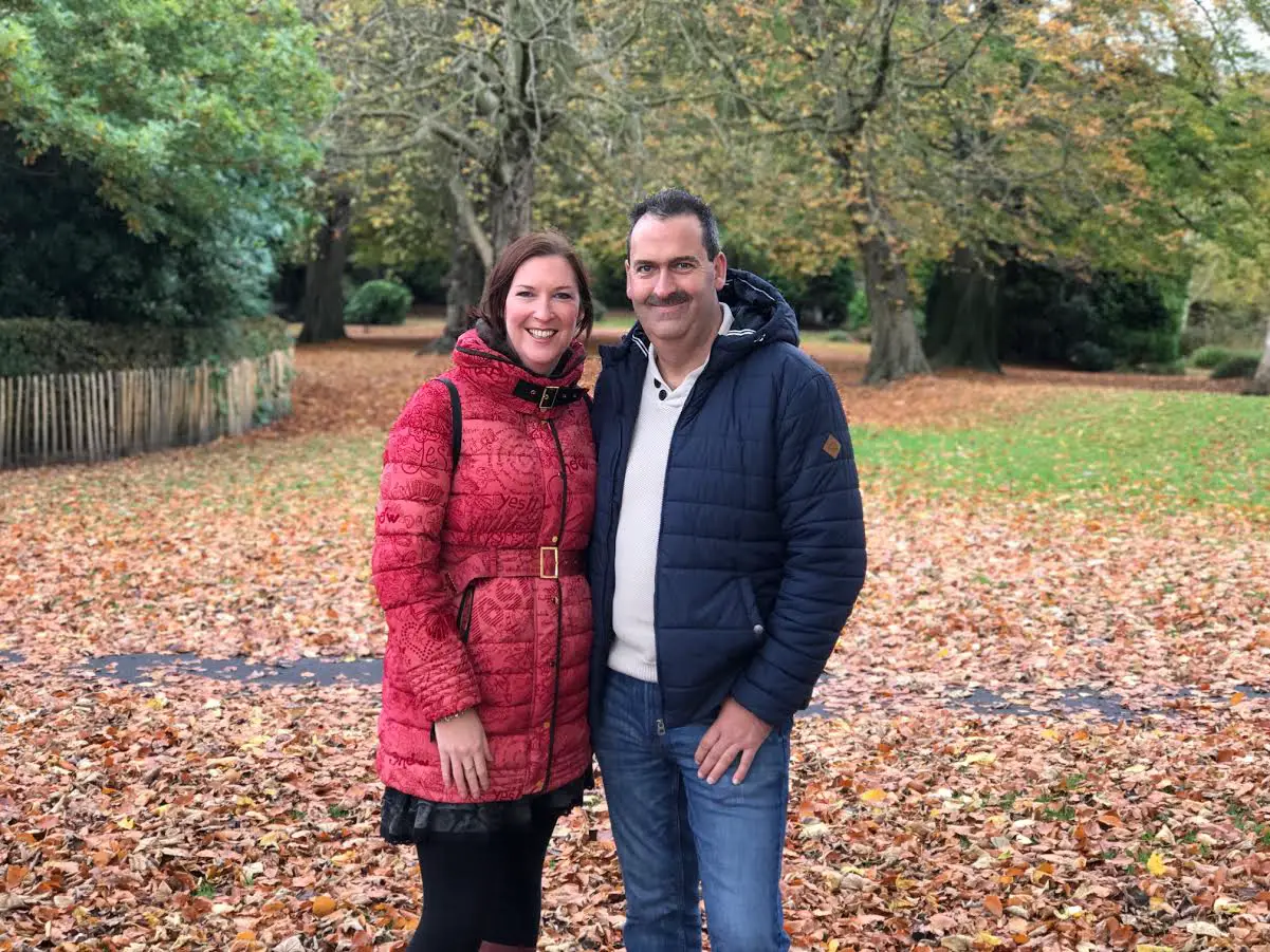 Connie Bird and Ian Welsh in John Leigh Park, the scene of Ian's cardiac arrest in January