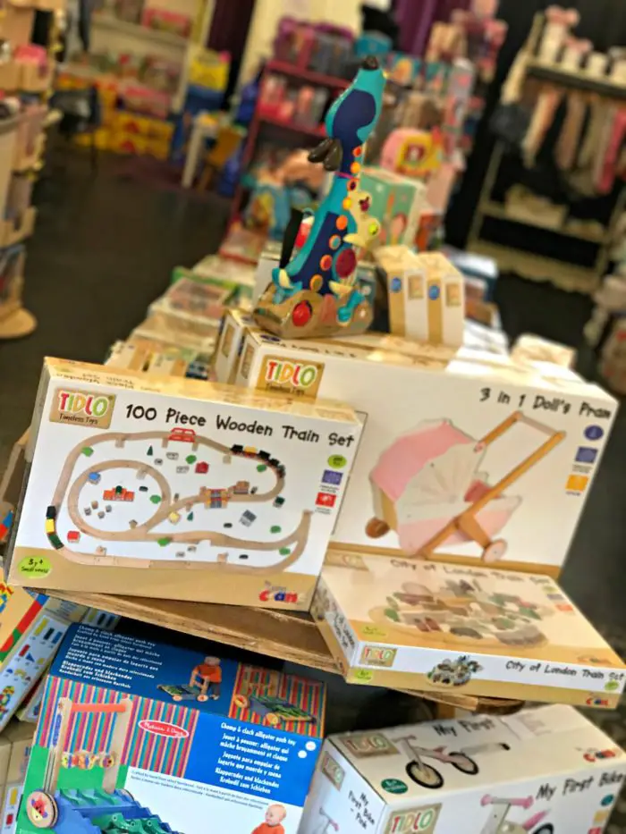 Some of the traditional wooden and other toys on offer for kids at Pixie this Christmas