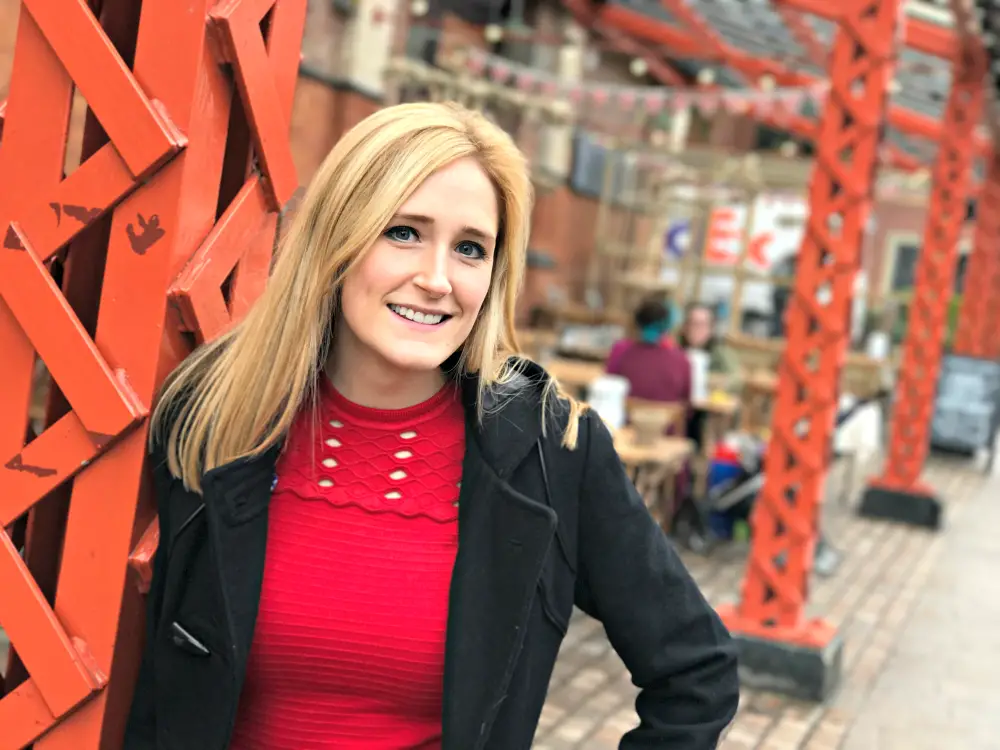 Rebecca in her home town of Altrincham today