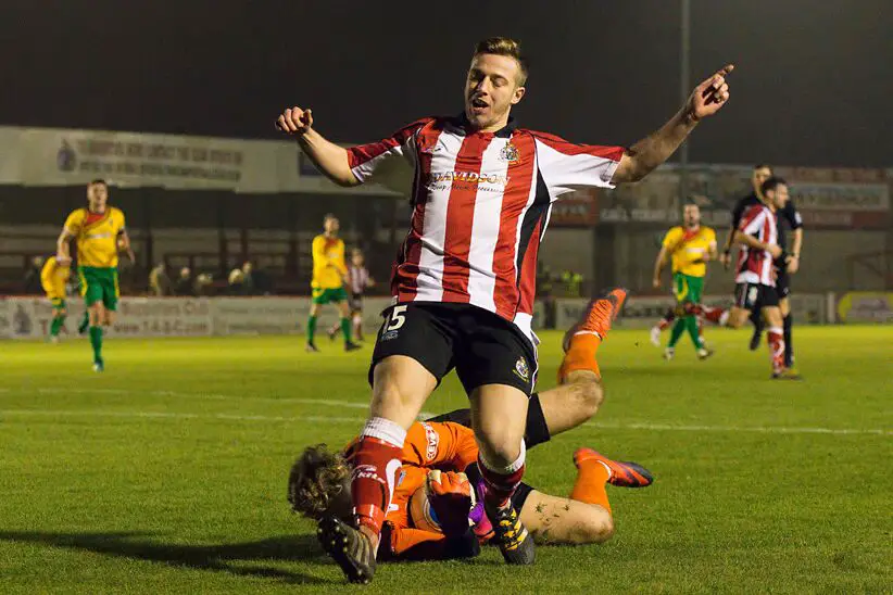 Sean Miller is denied by the Blyth keeper