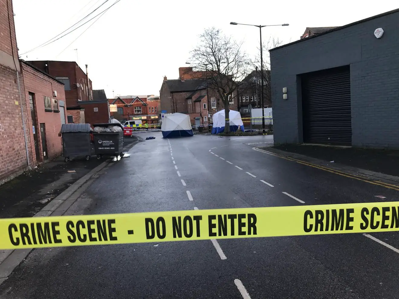 The scene at the entrance to The Causeway this morning