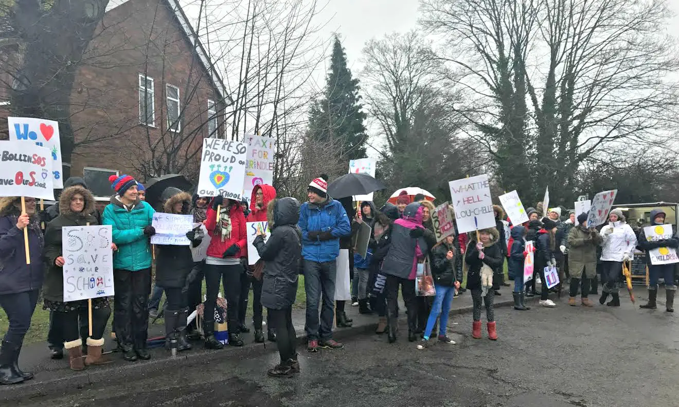 Parents protesting at the school last week