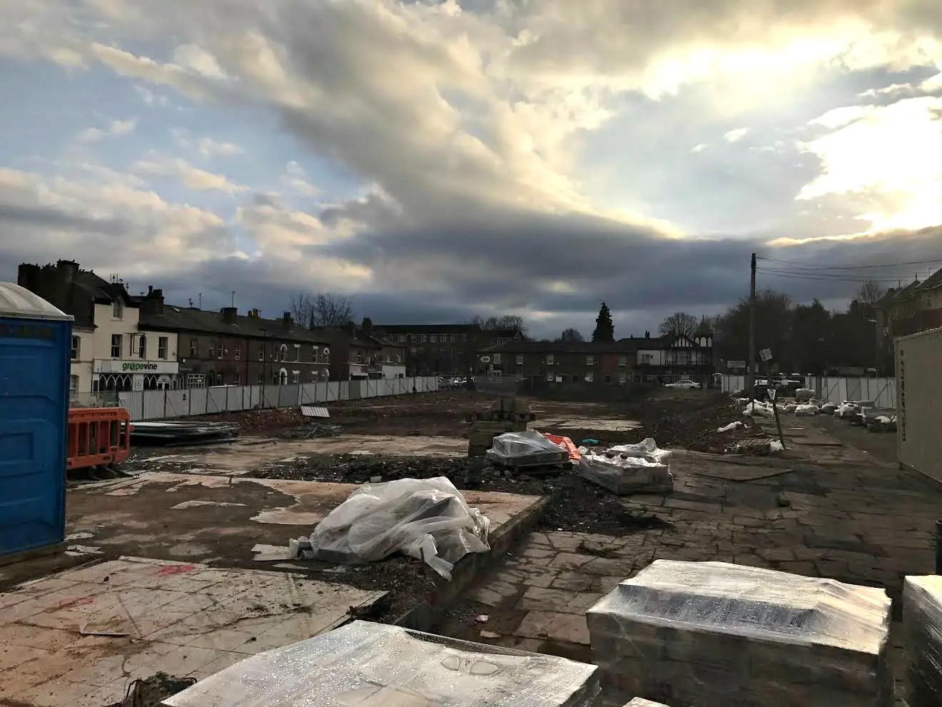 The demolition site, pictured today