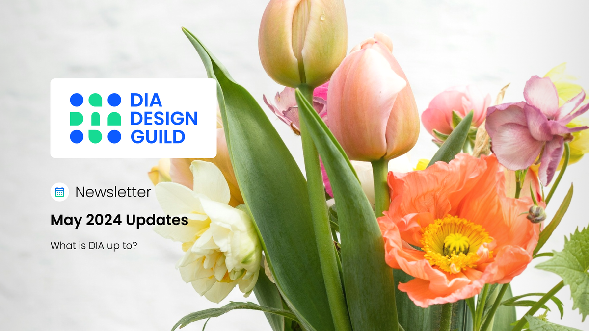 Bouquet of flowers next to the DIA Design Guild logo.
