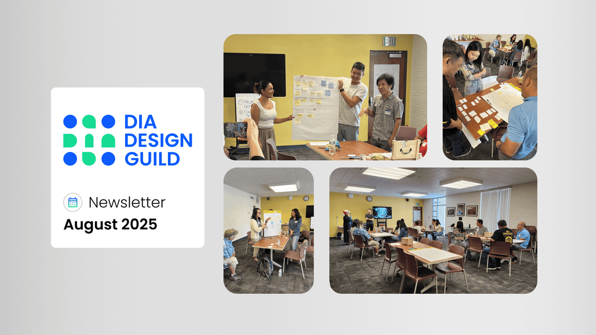 People present with poster boards while others stand around a table with information cards. A wide view of the community room shows people seated at tables, looking to the front.