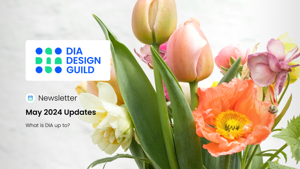 Bouquet of flowers next to the DIA Design Guild logo.