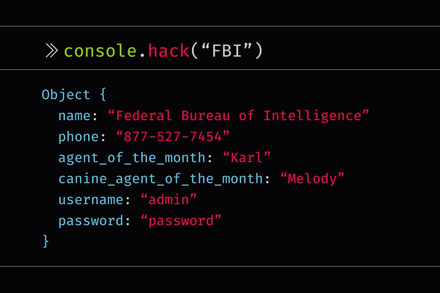 console.hack statement that reveals information about the FBI