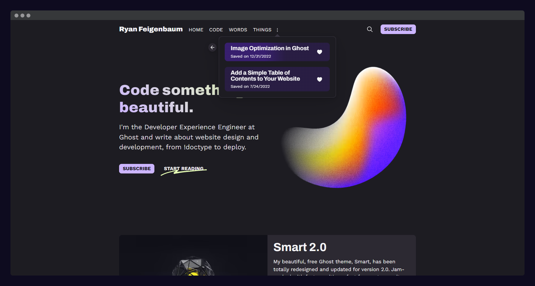 Save menu on website