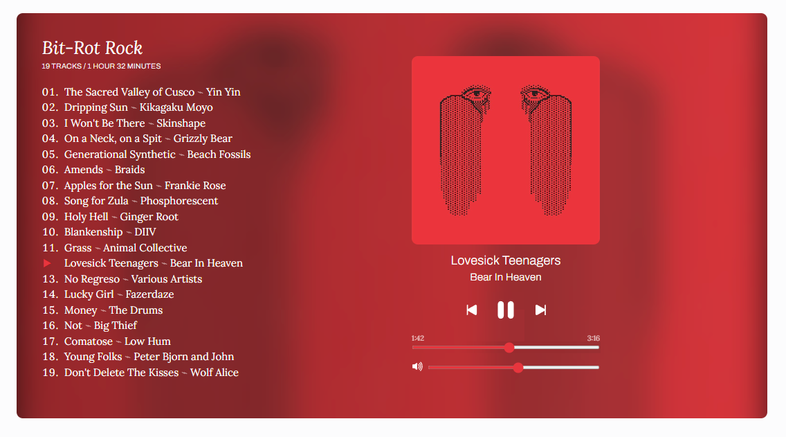 Music player showing Bear in Heaven's Lovesick Teenagers