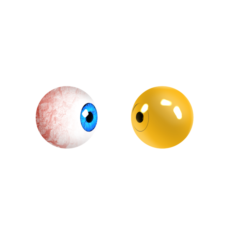 One bio eye and one cyborg eye looking at each other