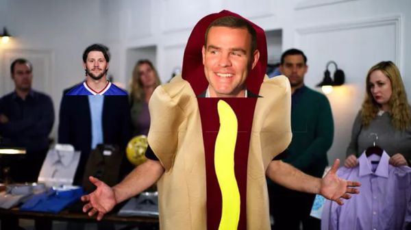 The Man in the Blue Flannel Hot Dog Suit