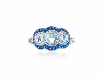3-Stone Rose-Cut With Blue Sapphire Ring-Kwiat