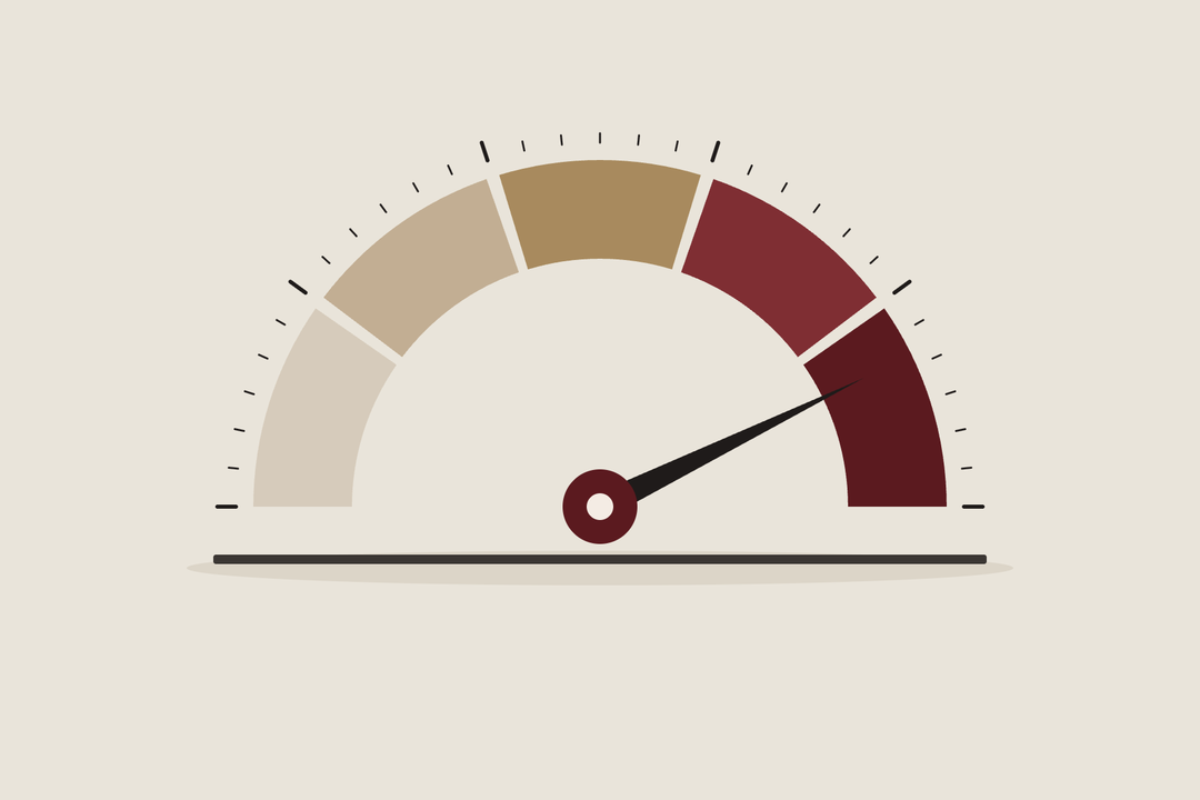 Illustration: a score gauge with its needle in the top band