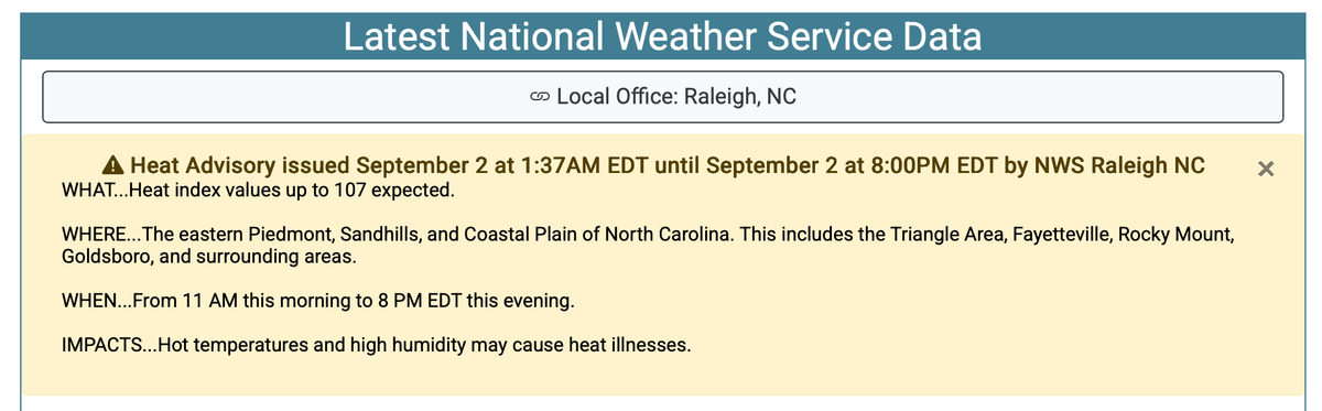 Heat Dome over North Carolina All Week