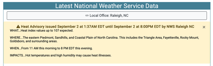 Heat Dome over North Carolina All Week