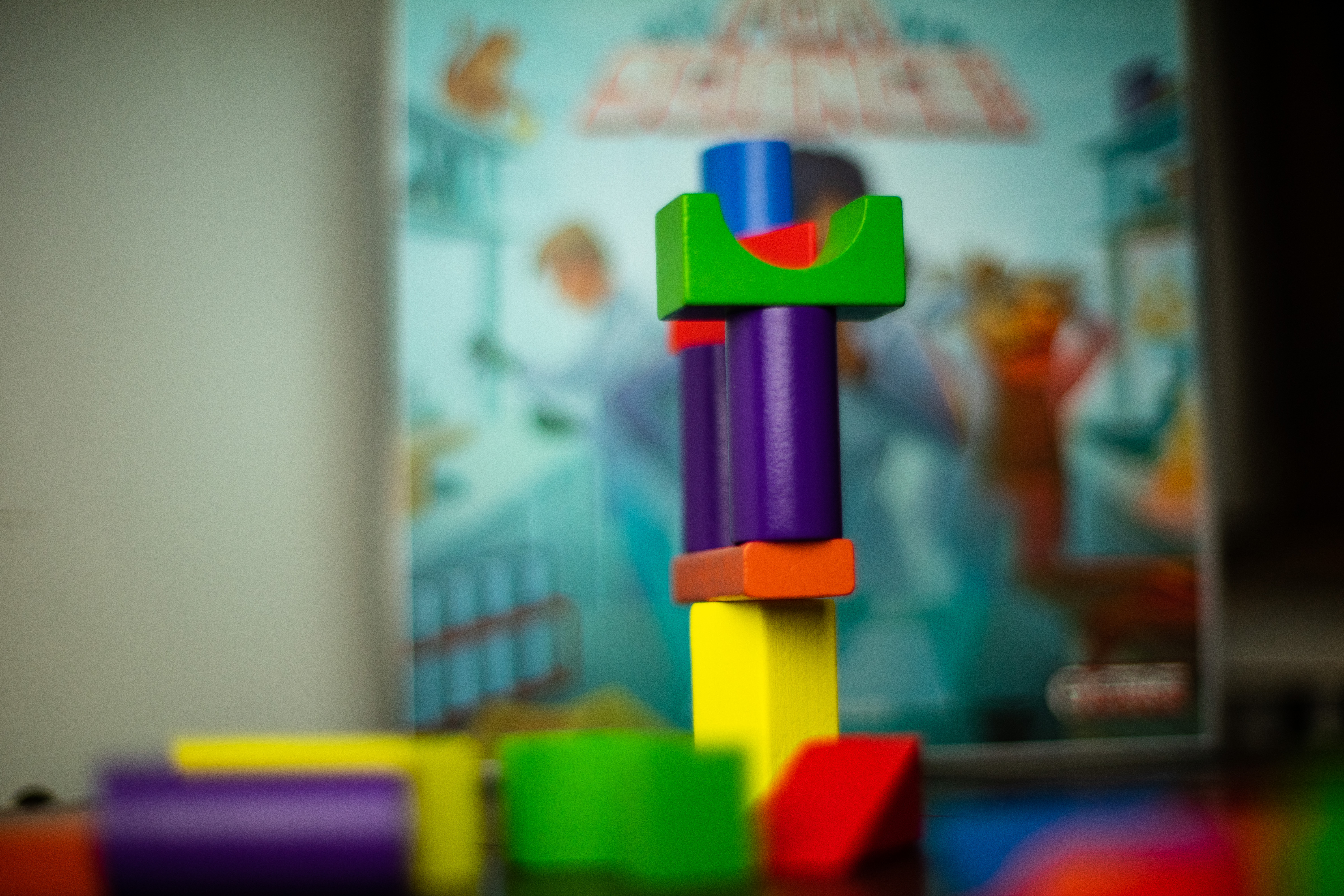 Blocks stacked in For Science