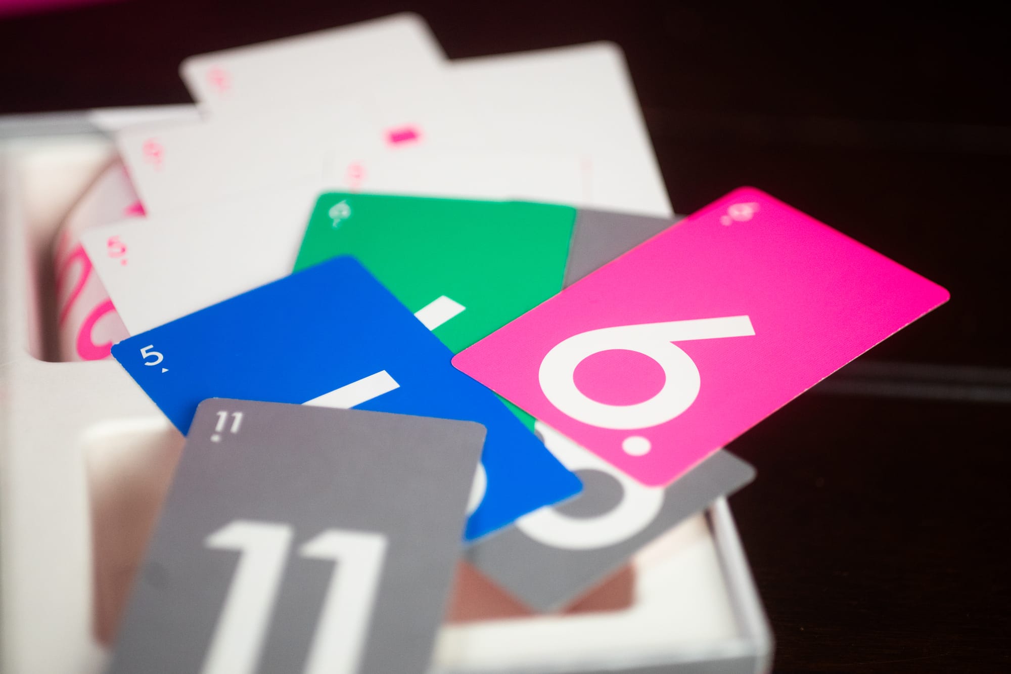 The card game Fives on a table