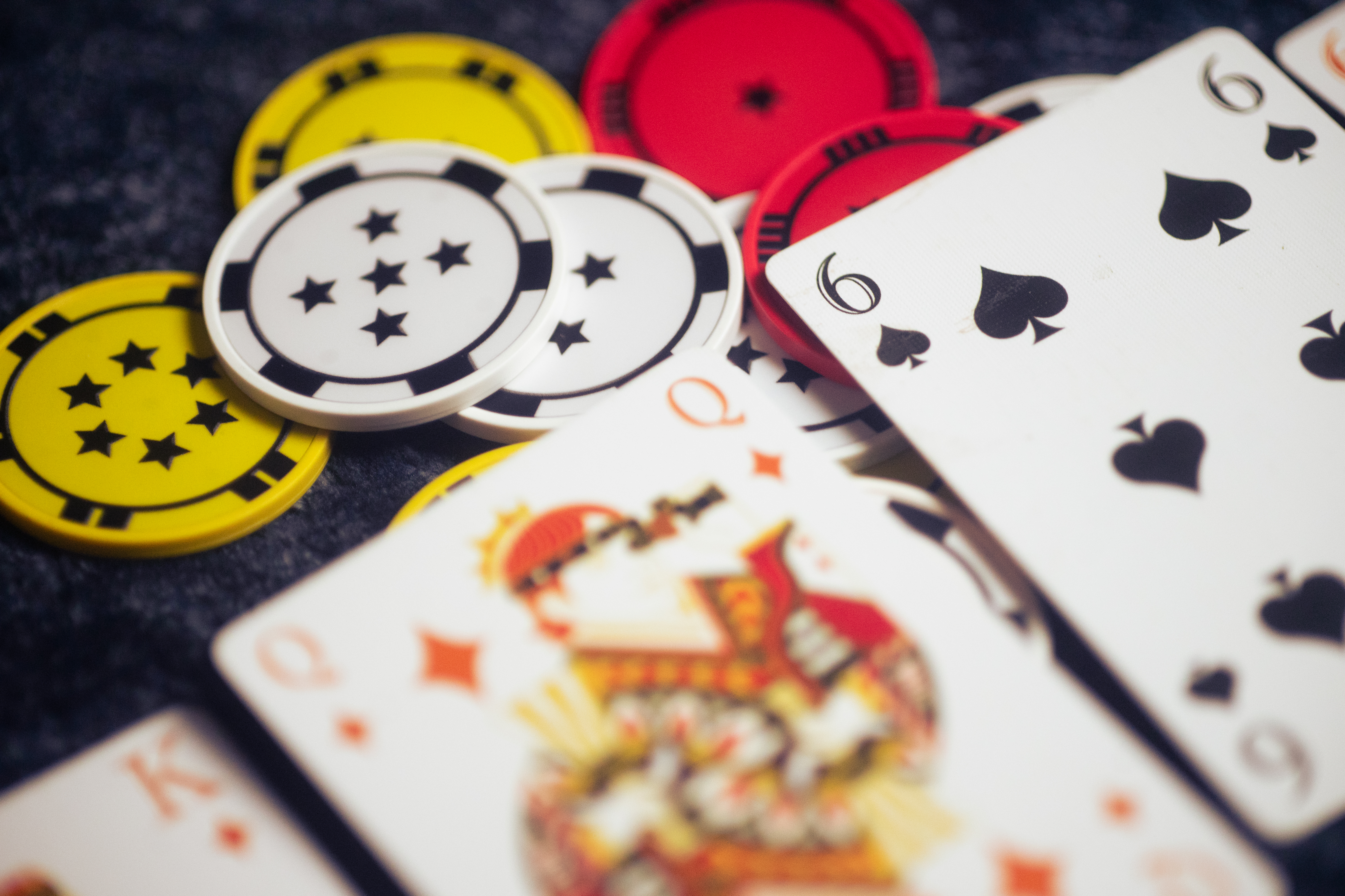 Playing cards and poker chips from the card game The Gang