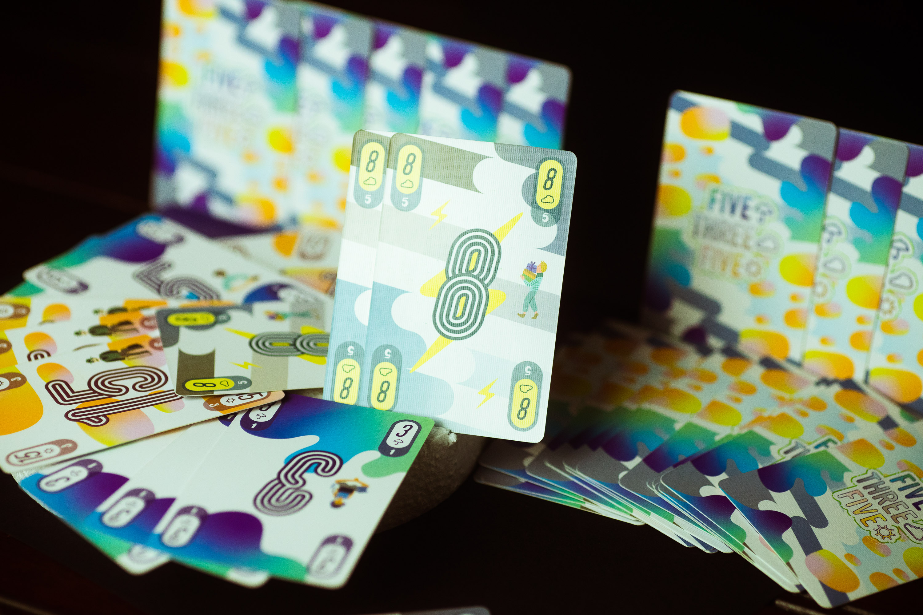 The card game Five Three Five displayed on a table.