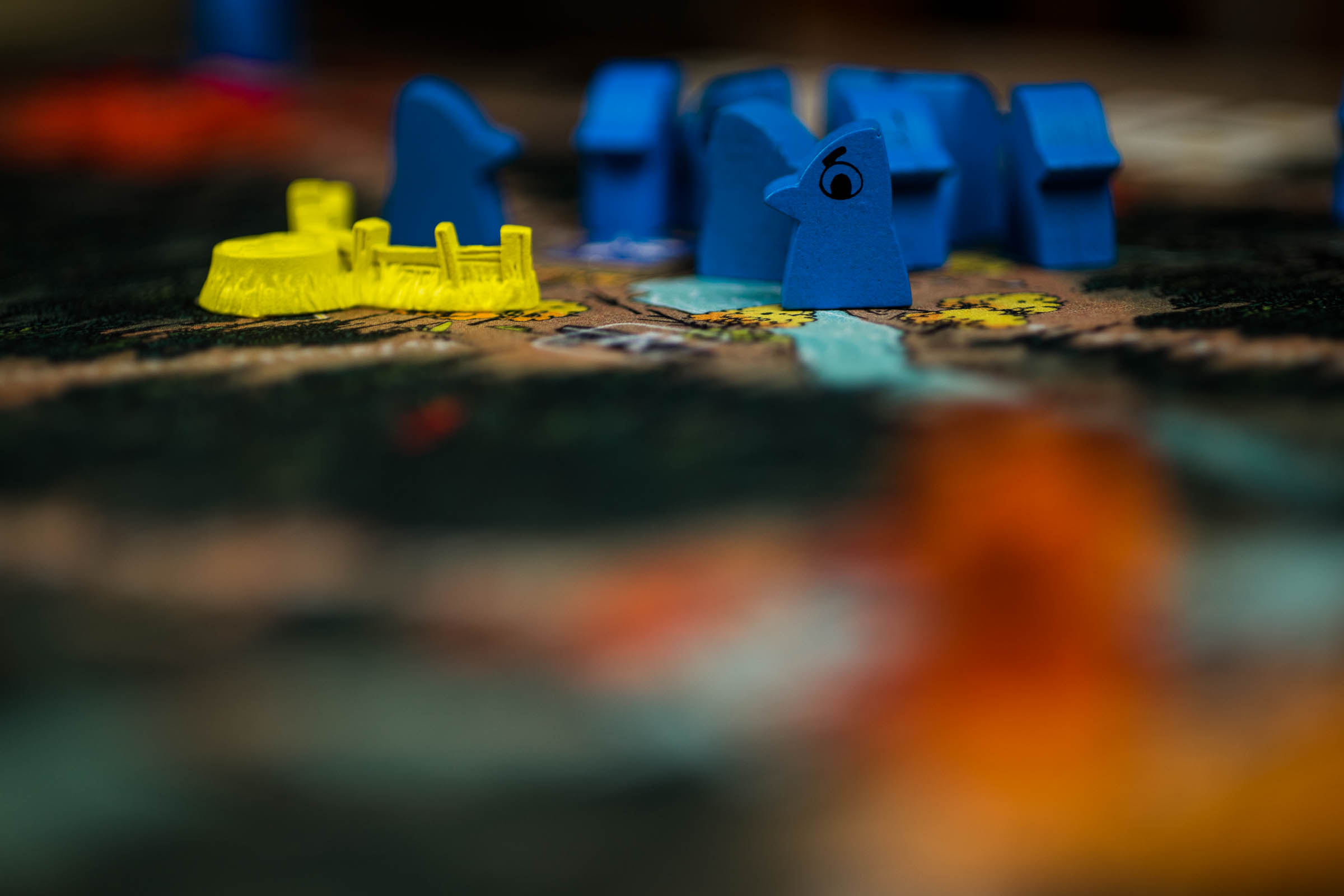 Pieces from the faction Eyrie Dynasties in the board game Root.