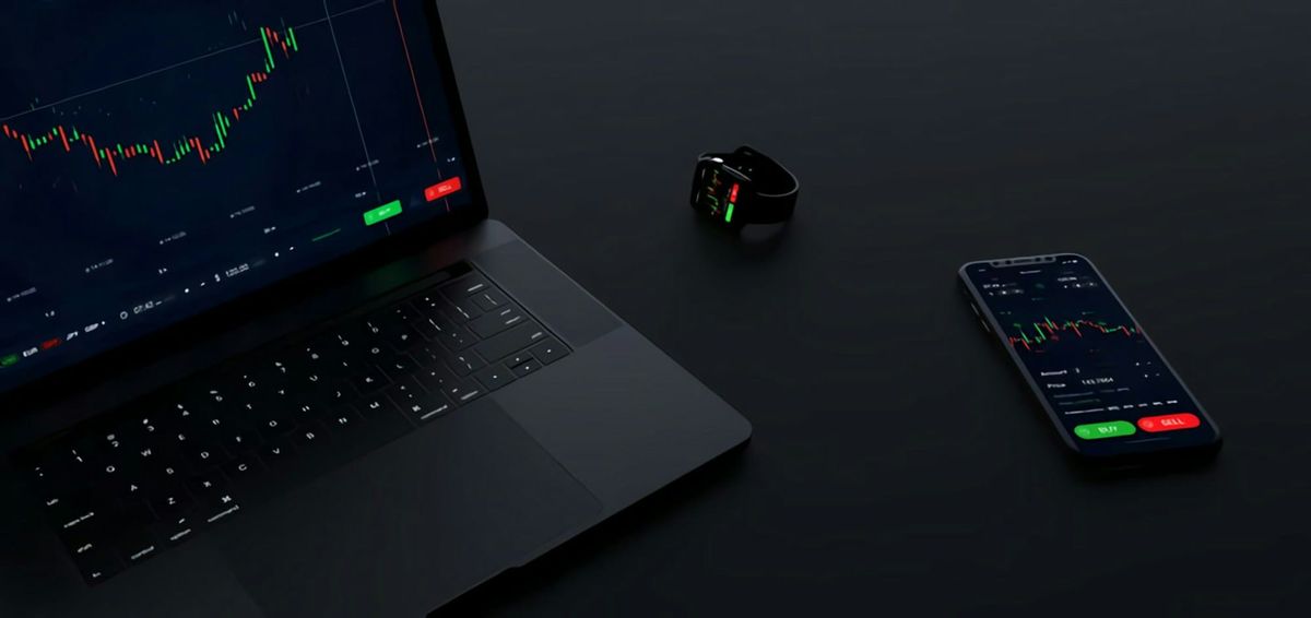 Kurschart auf einem Laptop bei Nacht