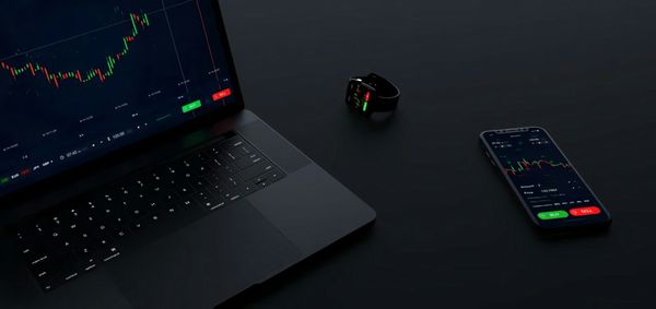 Kurschart auf einem Laptop bei Nacht